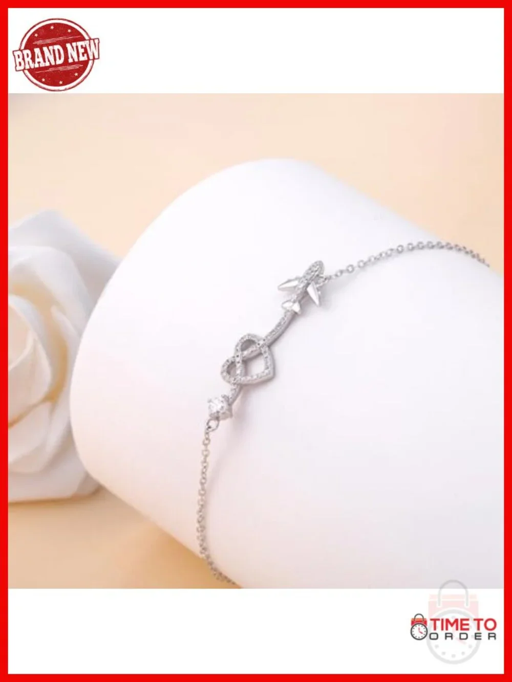 925 Sterling Silver Heart Airplane Bracelet Link Chain Aviation Gift